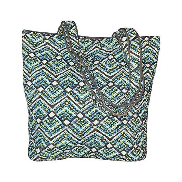 Vera Bradley "Rain Forest" Tote Blue Green Brown Pattern - Picture 1 of 12